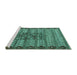 Sideview of Machine Washable Abstract Turquoise Modern Area Rugs, wshabs4838turq