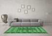 Machine Washable Abstract Emerald Green Modern Area Rugs in a Living Room,, wshabs4838emgrn