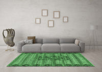 Machine Washable Abstract Emerald Green Modern Rug, wshabs4838emgrn