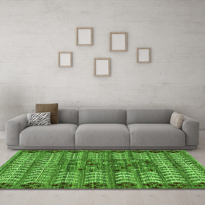 Machine Washable Abstract Green Modern Area Rugs in a Living Room,, wshabs4838grn