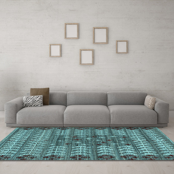 Machine Washable Abstract Light Blue Modern Rug in a Living Room, wshabs4838lblu