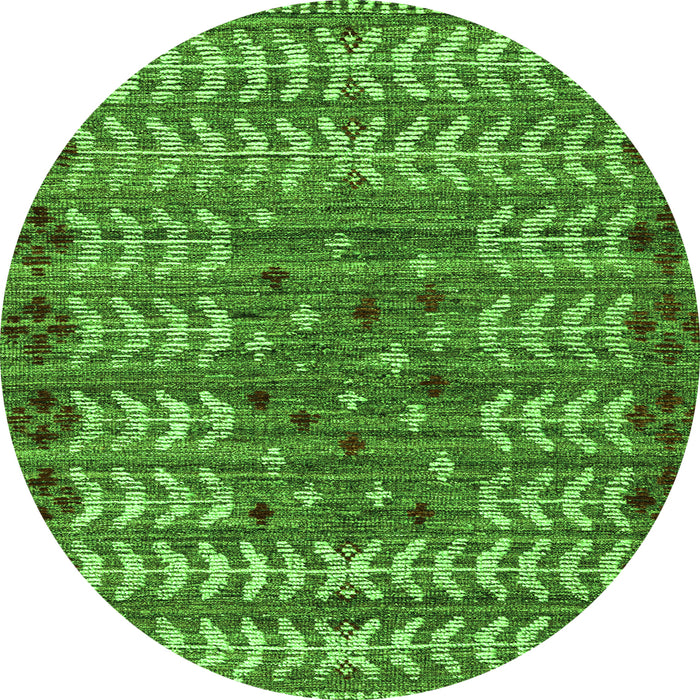 Round Machine Washable Abstract Green Modern Area Rugs, wshabs4838grn