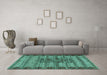 Machine Washable Abstract Turquoise Modern Area Rugs in a Living Room,, wshabs4838turq