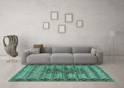 Machine Washable Abstract Turquoise Modern Area Rugs in a Living Room,, wshabs4838turq