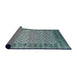 Sideview of Abstract Dark Blue Grey Blue Modern Rug, abs4839