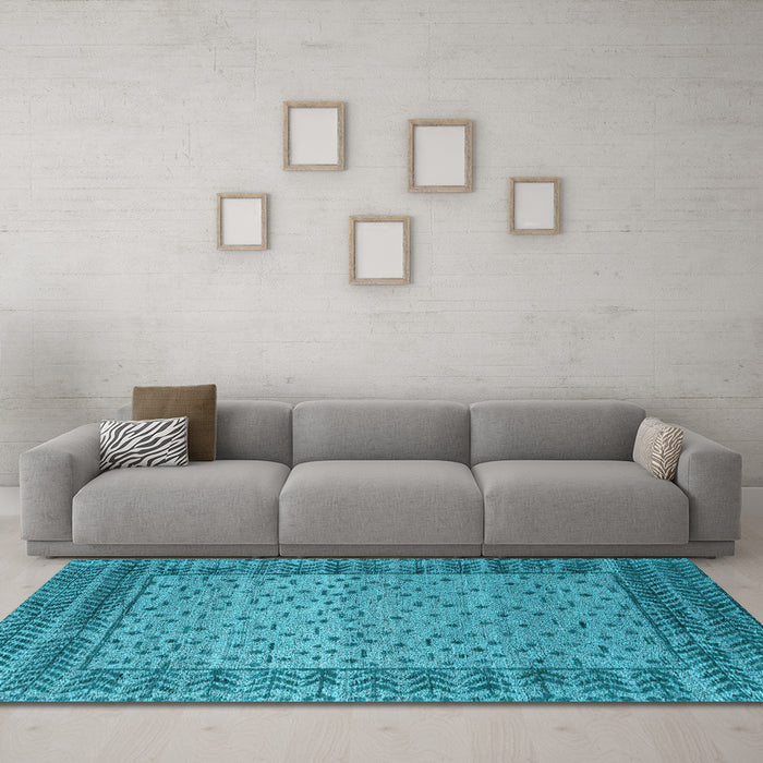Machine Washable Abstract Light Blue Modern Rug in a Living Room, wshabs4839lblu
