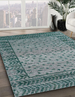 Abstract Dark Blue Grey Blue Modern Rug in Family Room, abs4839