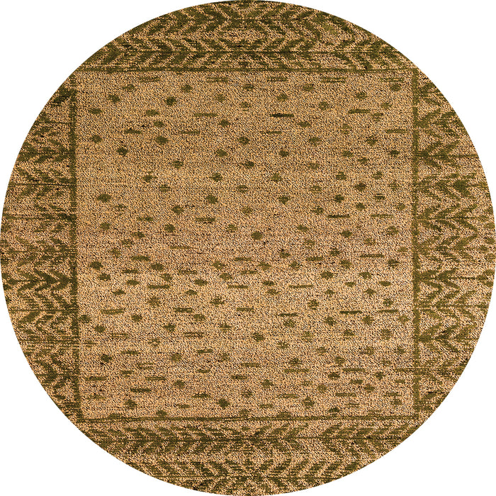 Round Machine Washable Abstract Orange Modern Area Rugs, wshabs4839org