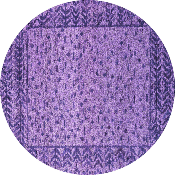 Round Machine Washable Abstract Purple Modern Area Rugs, wshabs4839pur