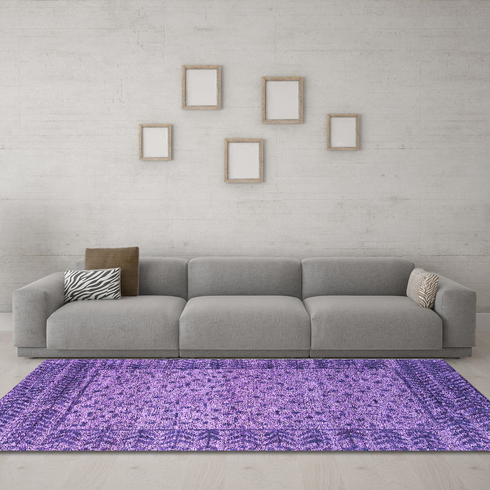 Machine Washable Abstract Purple Modern Area Rugs in a Living Room, wshabs4839pur