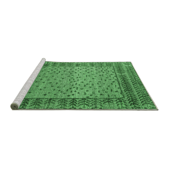 Sideview of Machine Washable Abstract Emerald Green Modern Area Rugs, wshabs4839emgrn