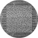 Round Machine Washable Abstract Gray Modern Rug, wshabs4839gry