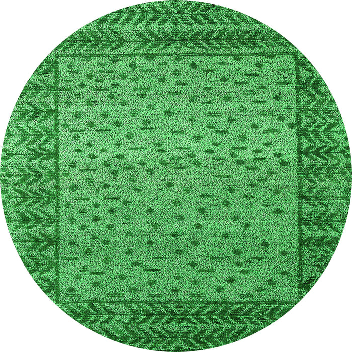Round Abstract Green Modern Rug, abs4839grn