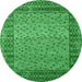 Round Abstract Green Modern Rug, abs4839grn