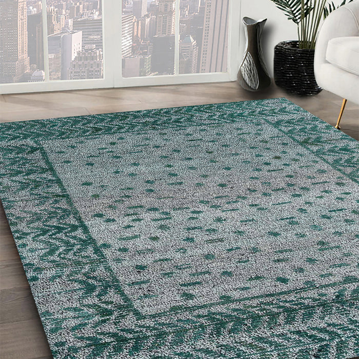 Abstract Dark Blue Grey Blue Modern Rug in Family Room, abs4839