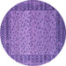 Round Abstract Purple Modern Rug, abs4839pur