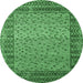 Round Abstract Emerald Green Modern Rug, abs4839emgrn