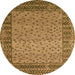 Round Abstract Orange Modern Rug, abs4839org