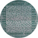 Round Machine Washable Abstract Dark Blue Grey Blue Rug, wshabs4839