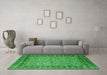 Machine Washable Abstract Green Modern Area Rugs in a Living Room,, wshabs4839grn