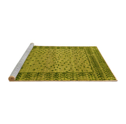Sideview of Machine Washable Abstract Yellow Modern Rug, wshabs4839yw