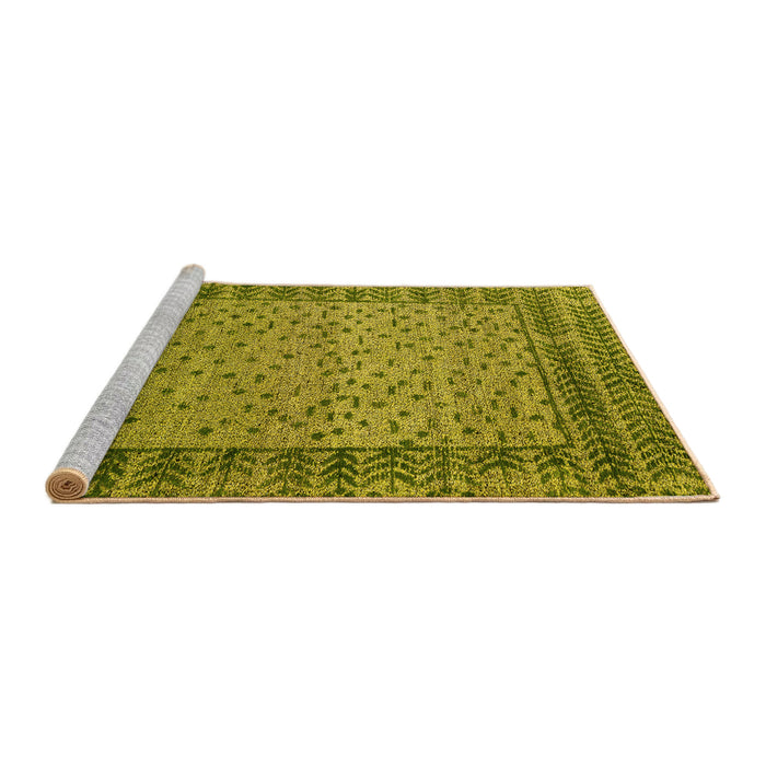 Sideview of Machine Washable Abstract Yellow Modern Rug, wshabs4839yw