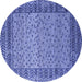 Round Abstract Blue Modern Rug, abs4839blu