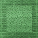 Square Abstract Emerald Green Modern Rug, abs4839emgrn