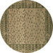 Round Abstract Brown Modern Rug, abs4839brn