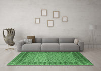 Machine Washable Abstract Emerald Green Modern Rug, wshabs4839emgrn