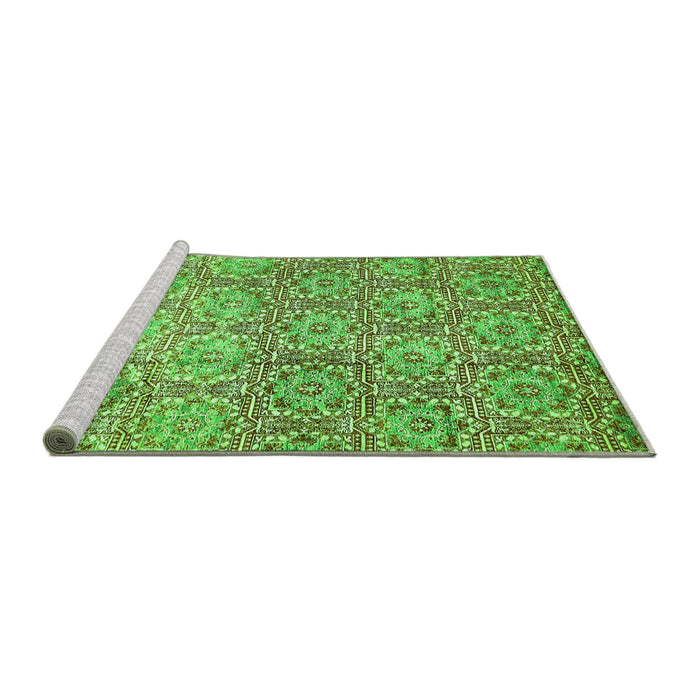 Sideview of Machine Washable Abstract Green Modern Area Rugs, wshabs483grn