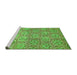 Sideview of Machine Washable Abstract Green Modern Area Rugs, wshabs483grn