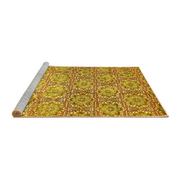 Sideview of Machine Washable Abstract Yellow Modern Rug, wshabs483yw