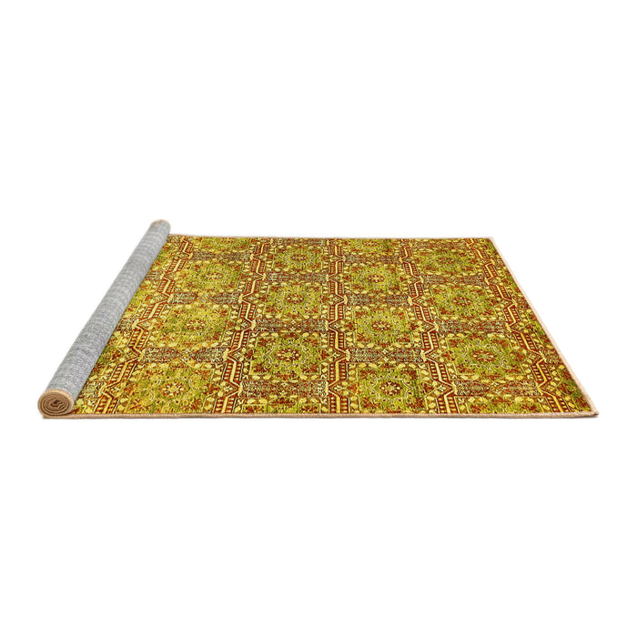 Sideview of Machine Washable Abstract Yellow Modern Rug, wshabs483yw