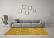 Machine Washable Abstract Yellow Modern Rug in a Living Room, wshabs483yw