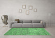 Machine Washable Abstract Emerald Green Modern Area Rugs in a Living Room,, wshabs483emgrn