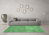 Machine Washable Abstract Emerald Green Modern Rug, wshabs483emgrn