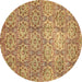 Round Machine Washable Abstract Brown Modern Rug, wshabs483brn