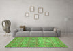 Machine Washable Abstract Green Modern Area Rugs in a Living Room,, wshabs483grn