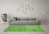 Machine Washable Abstract Green Modern Rug, wshabs483grn