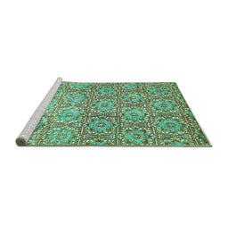 Sideview of Machine Washable Abstract Turquoise Modern Area Rugs, wshabs483turq