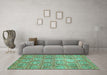 Machine Washable Abstract Turquoise Modern Area Rugs in a Living Room,, wshabs483turq