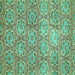 Square Machine Washable Abstract Turquoise Modern Area Rugs, wshabs483turq