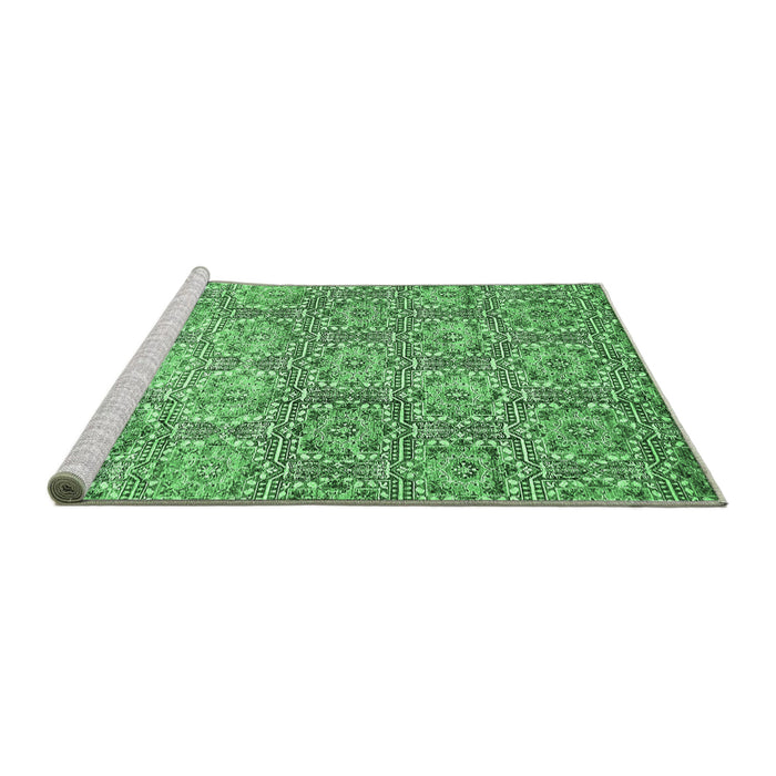 Sideview of Machine Washable Abstract Emerald Green Modern Area Rugs, wshabs483emgrn