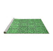 Sideview of Machine Washable Abstract Emerald Green Modern Area Rugs, wshabs483emgrn