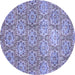 Round Machine Washable Abstract Blue Modern Rug, wshabs483blu