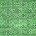 Square Machine Washable Abstract Emerald Green Modern Area Rugs, wshabs483emgrn