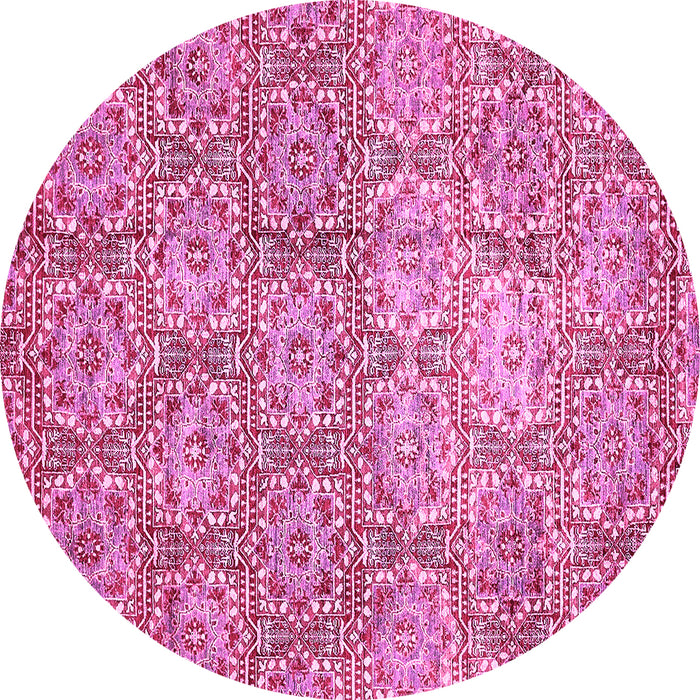 Round Abstract Pink Modern Rug, abs483pnk