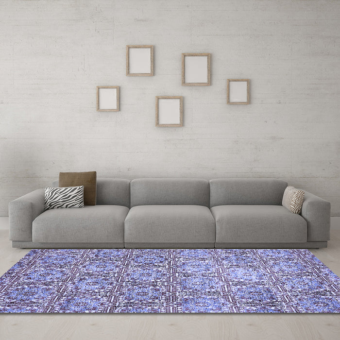 Machine Washable Abstract Blue Modern Rug in a Living Room, wshabs483blu