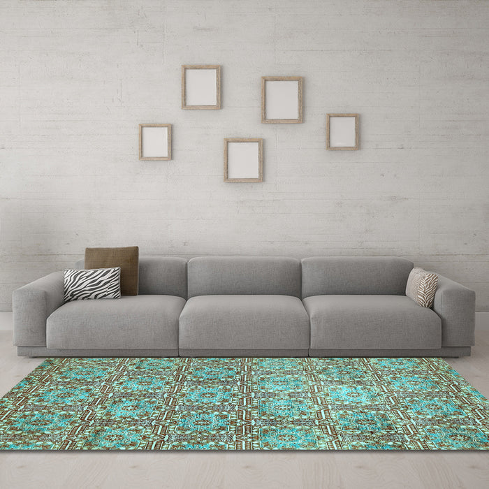 Machine Washable Abstract Light Blue Modern Rug in a Living Room, wshabs483lblu